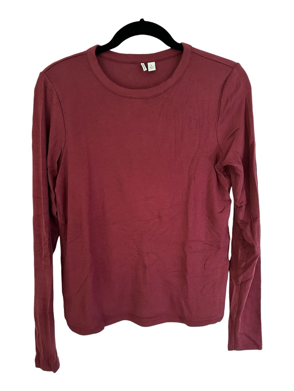 Nordstrom Long Sleeve Cotton Crewneck Top - Wine